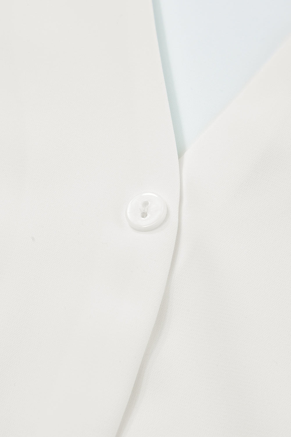 Sail Blue Silky Notched Neckline Petal Sleeve Blouse